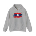 Laos Flag Brushstroke Hoodie — Patriotic Laos Pride Pullover