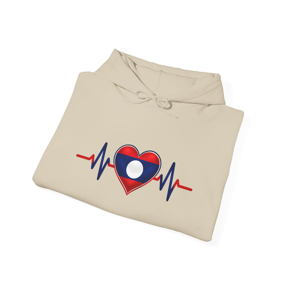 Laos Heartbeat Hoodie — Laos Flag Heart with EKG Design