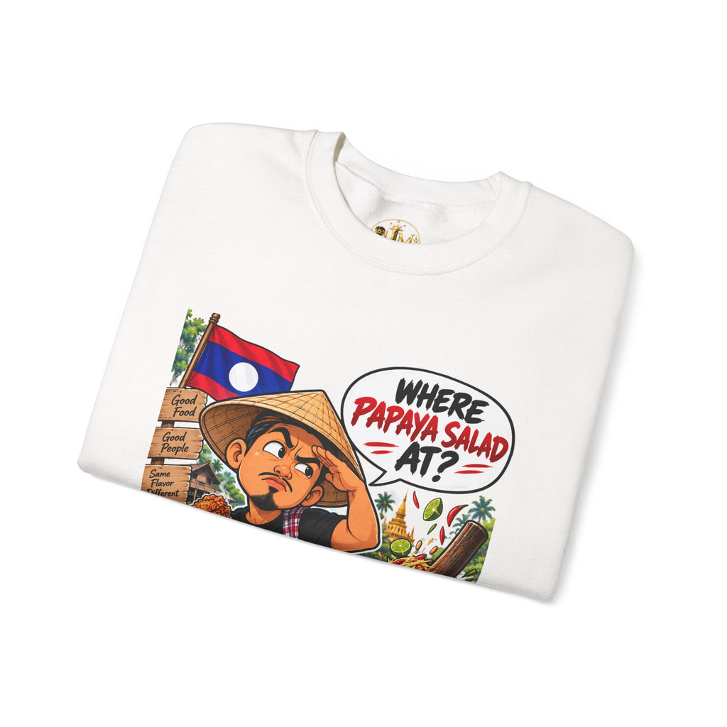 Papaya Salad Crewneck Sweatshirt — Lao Street Food Graphic Pullover