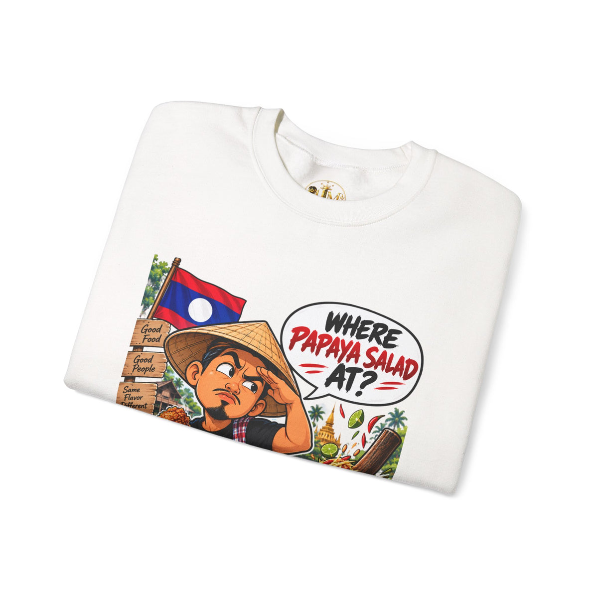 Papaya Salad Crewneck Sweatshirt — Lao Street Food Graphic Pullover