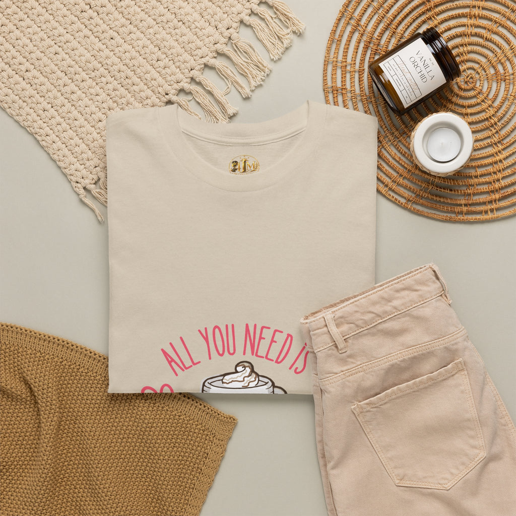 Coffee T-Shirt — "All You Need Is A Cup Of Coffee" Cute Kawaii Mug Tee