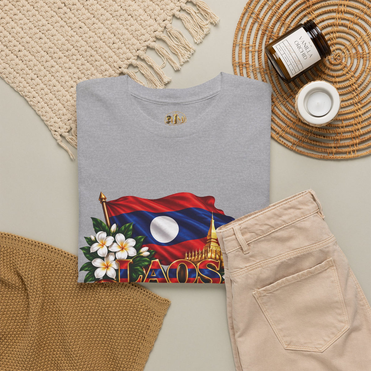 Laos Flag T-Shirt — Laos Floral Patriotic Tee