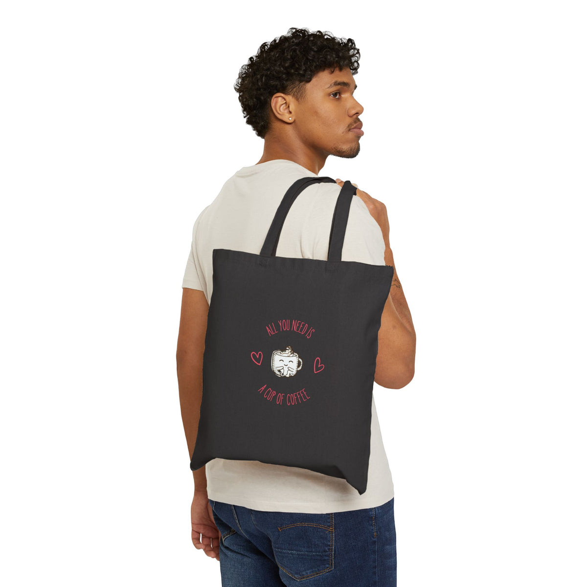 Copy of Tote Bag — 'All You Need Is A Lot Of Coffee' Cute Cat Coffee Canvas Tote