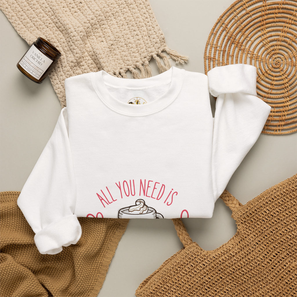 Crewneck Sweatshirt — "All You Need Is A Cup of Coffee" Cute Coffee Mug Graphic