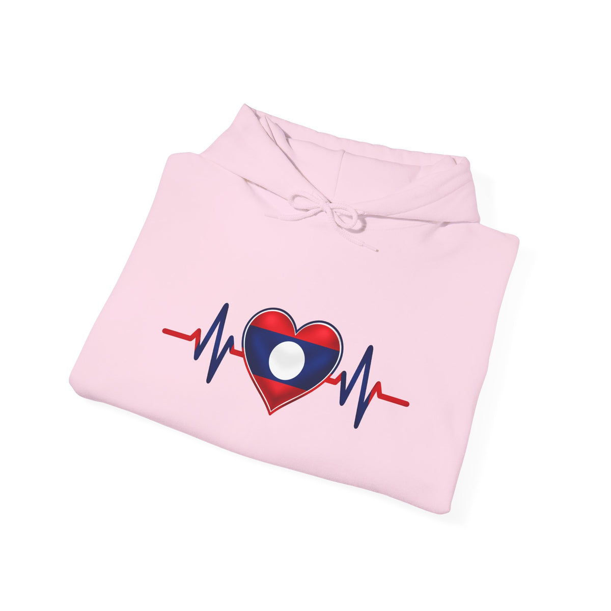 Laos Heartbeat Hoodie — Laos Flag Heart with EKG Design