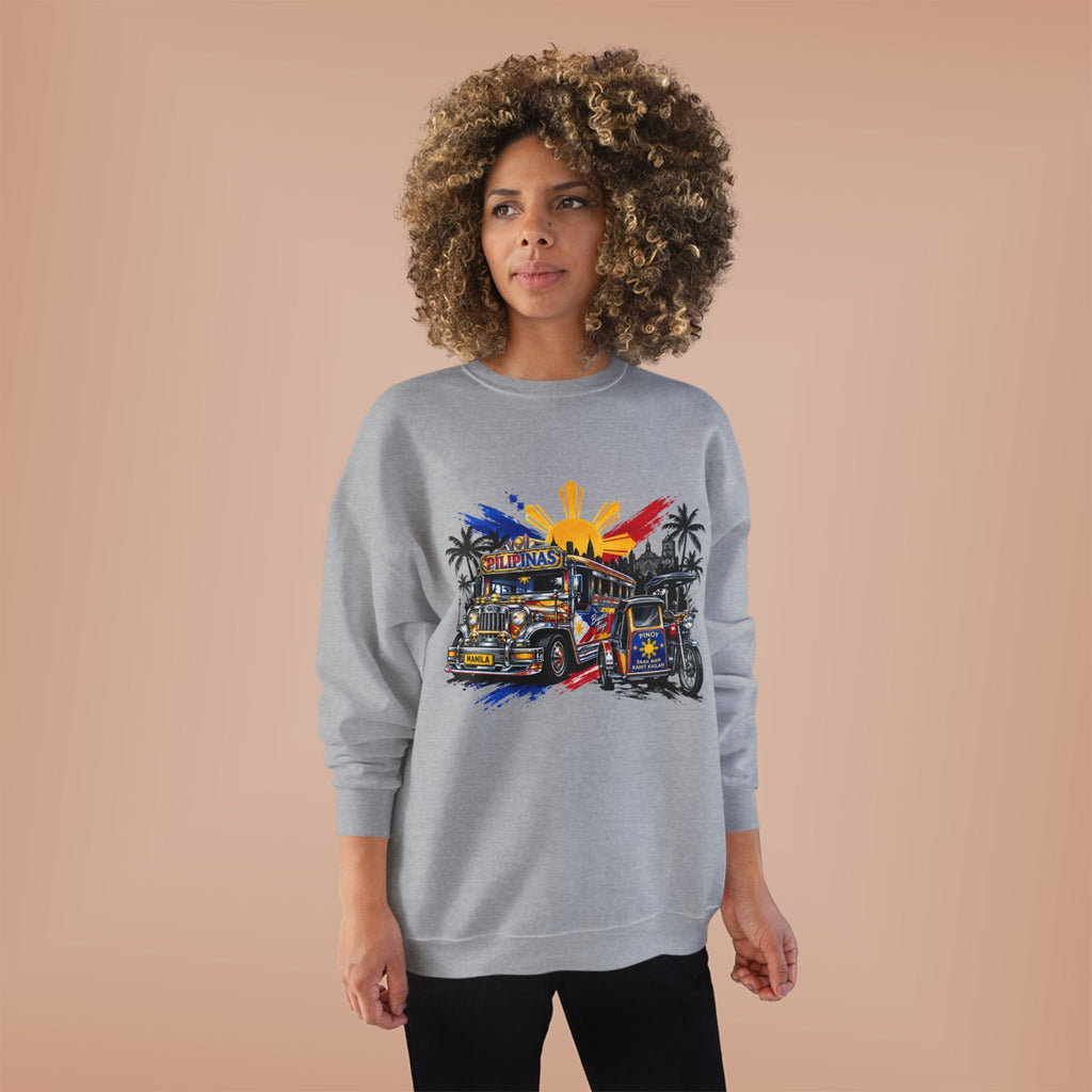 Jeepney Sunset Crewneck Sweatshirt — Filipino Jeepney Retro Graphic