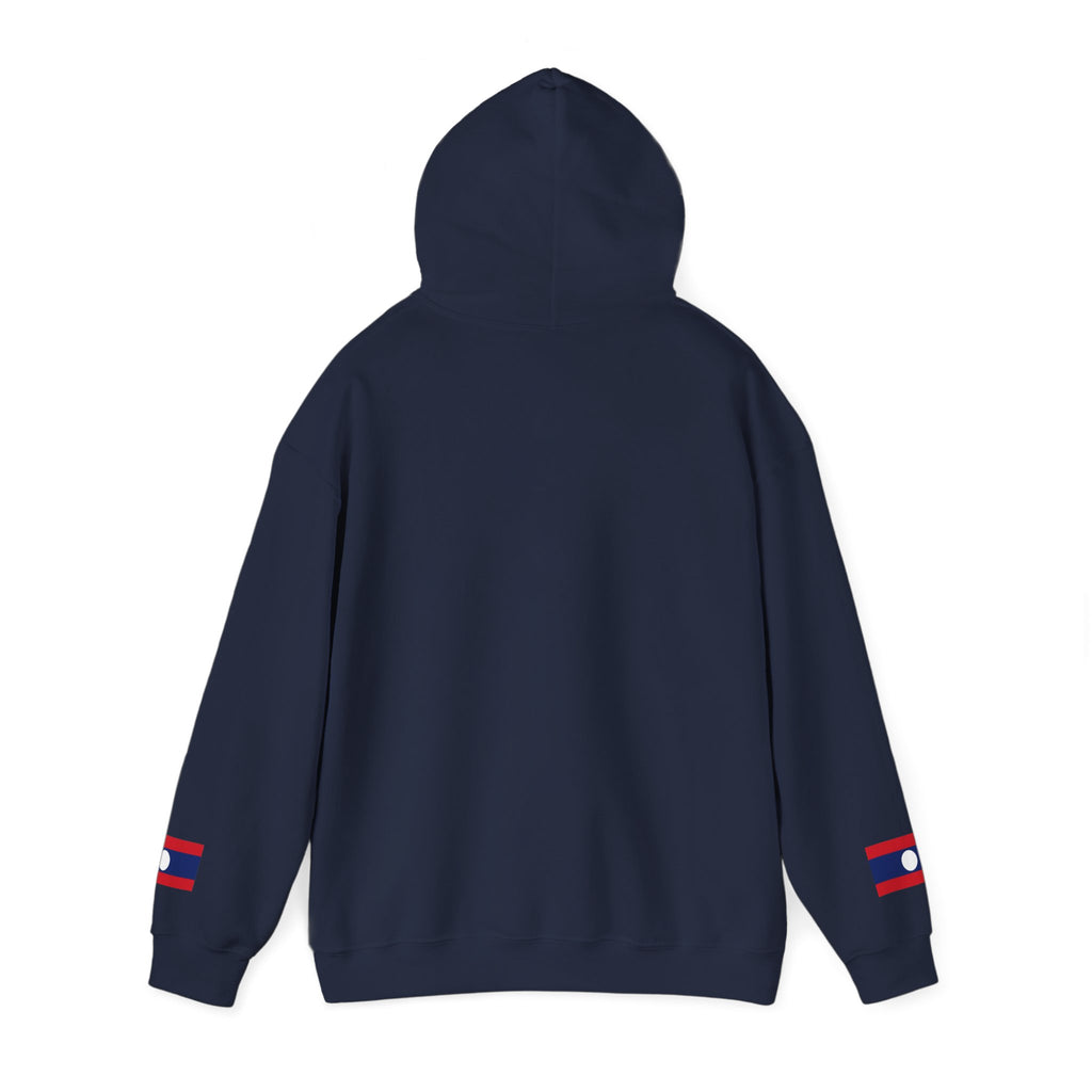 Laos Heartbeat Hoodie — Laos Flag Heart with EKG Design