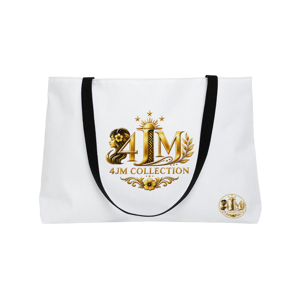 J&M Collection Weekender Tote Bag — Gold Floral Logo Travel Tote