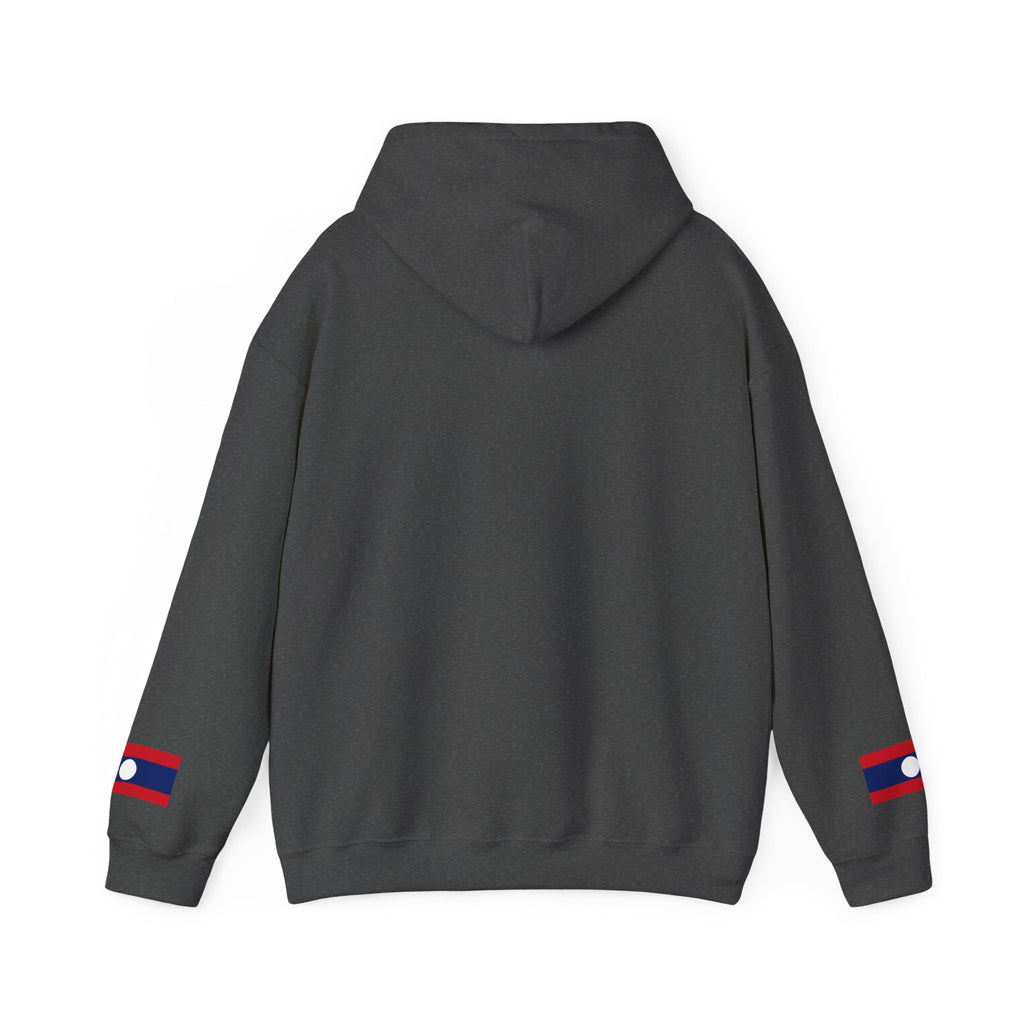 Laos Heartbeat Hoodie — Laos Flag Heart with EKG Design