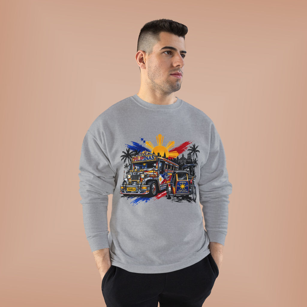 Jeepney Sunset Crewneck Sweatshirt — Filipino Jeepney Retro Graphic