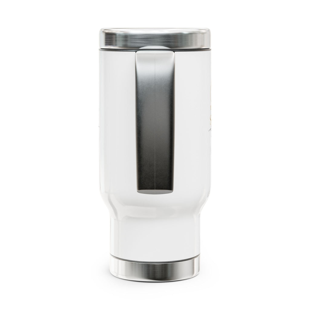 Solei Adyent Logo Stainless Steel Travel Mug with Handle — 14 oz Insulated Coffee Tumbler