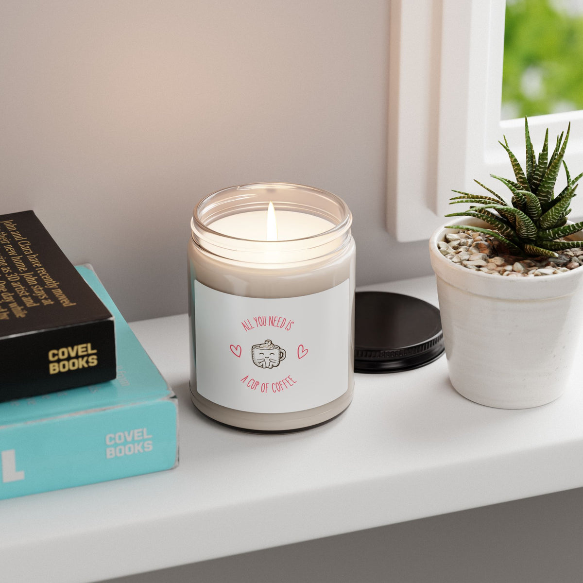 Soy Candle — 'A Cup of Coffee' Scented 9oz Jar (Coffee Lover Gift)