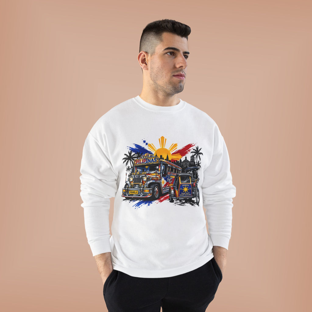 Jeepney Sunset Crewneck Sweatshirt — Filipino Jeepney Retro Graphic