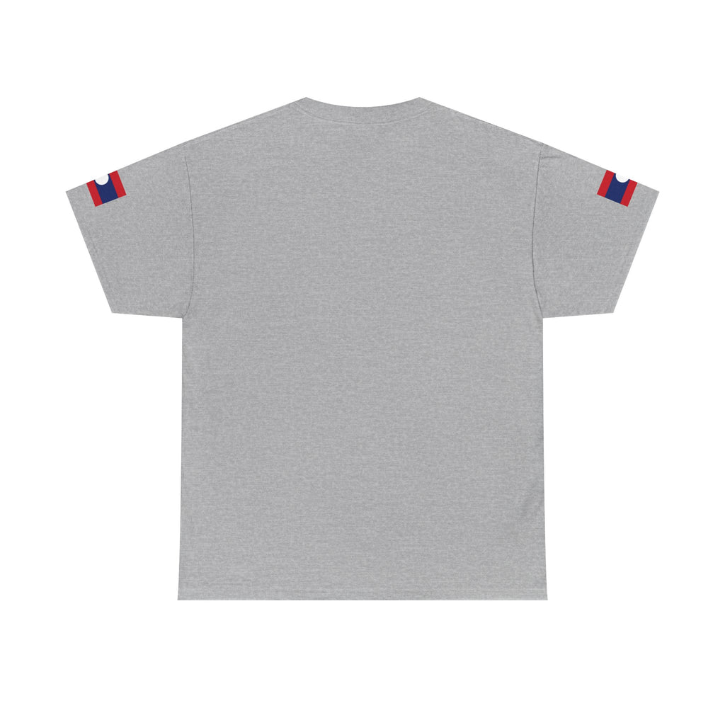 Laos Pride T‑Shirt — Traditional Lao Woman Illustration with Flag & Cultural Icons