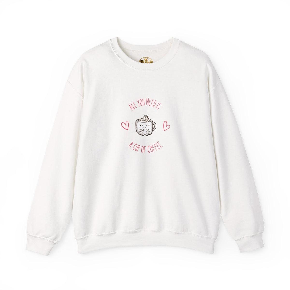 Crewneck Sweatshirt – “All You Need Is A Cup Of Coffee” Cute Kawaii Coffee Graphic