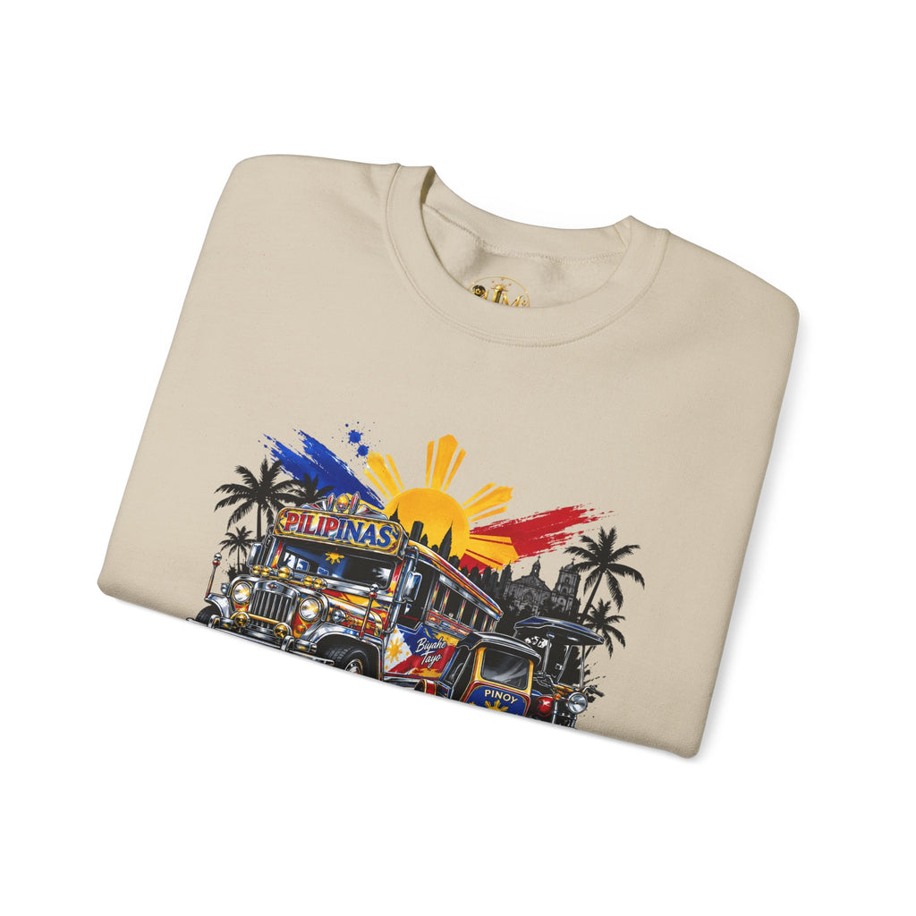 Philippine Jeepney Crewneck Sweatshirt – Vintage Sun & Flag Truck Design