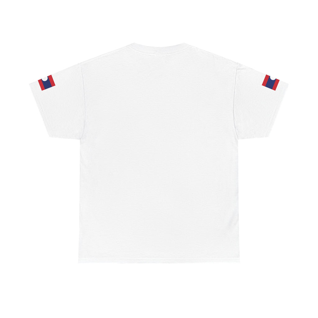 Laos Pride T‑Shirt — Traditional Lao Woman Illustration with Flag & Cultural Icons