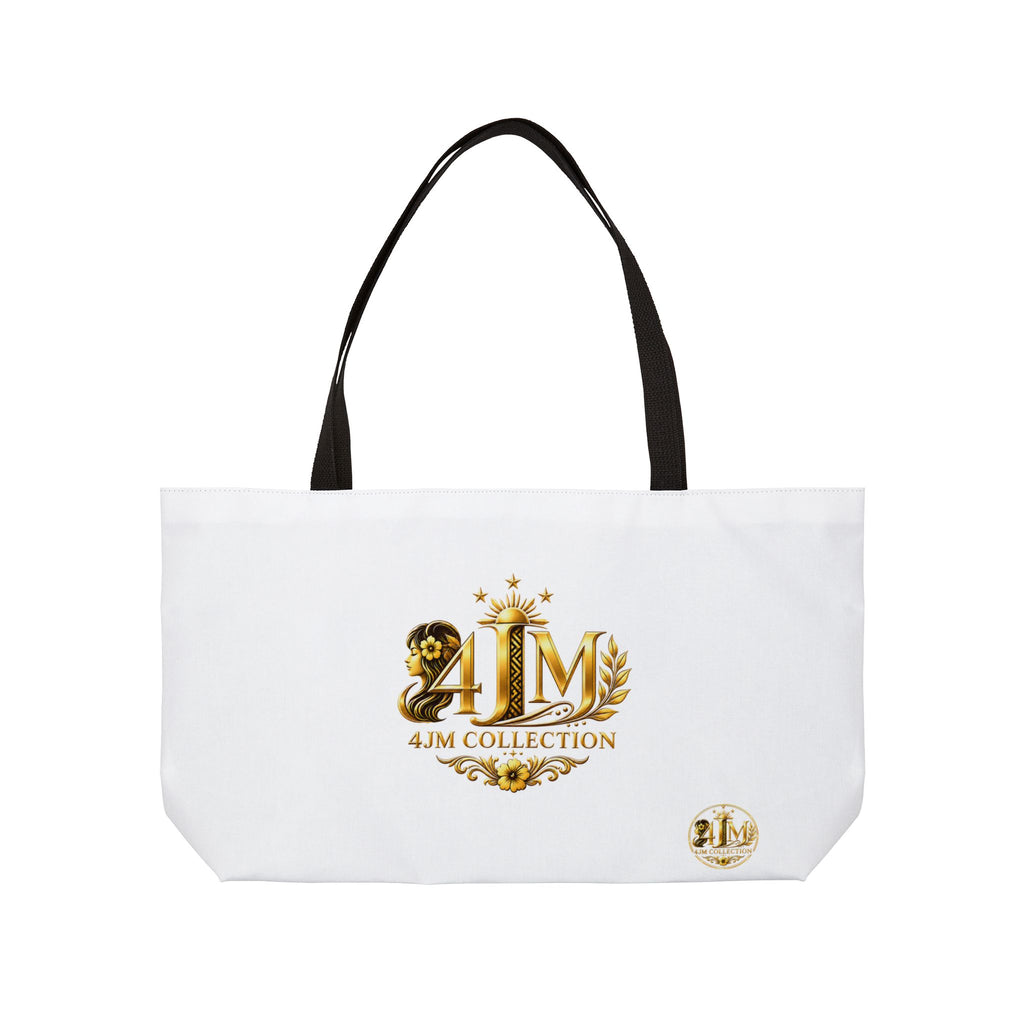J&M Collection Weekender Tote Bag — Gold Floral Logo Travel Tote