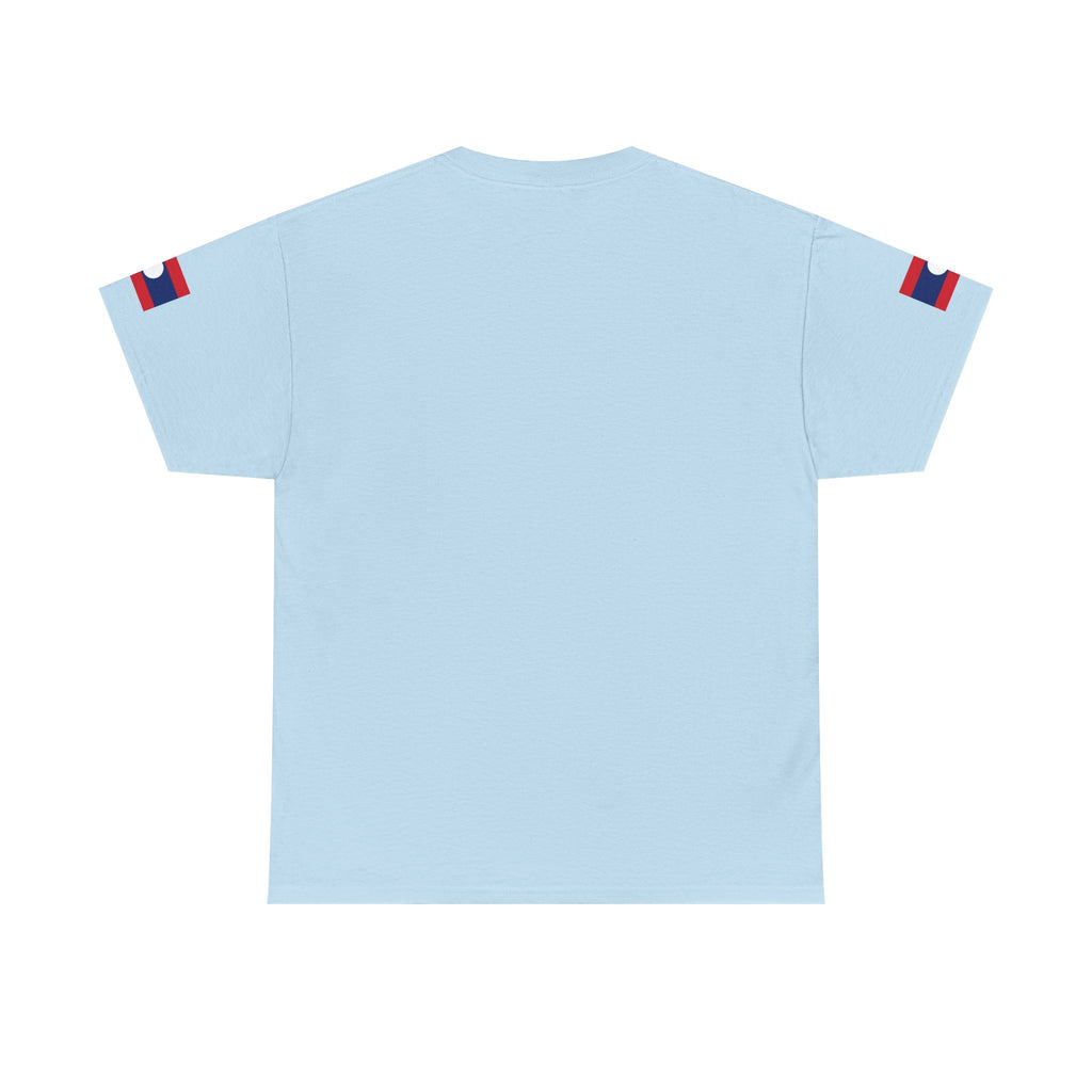 Laos Pride T‑Shirt — Traditional Lao Woman Illustration with Flag & Cultural Icons
