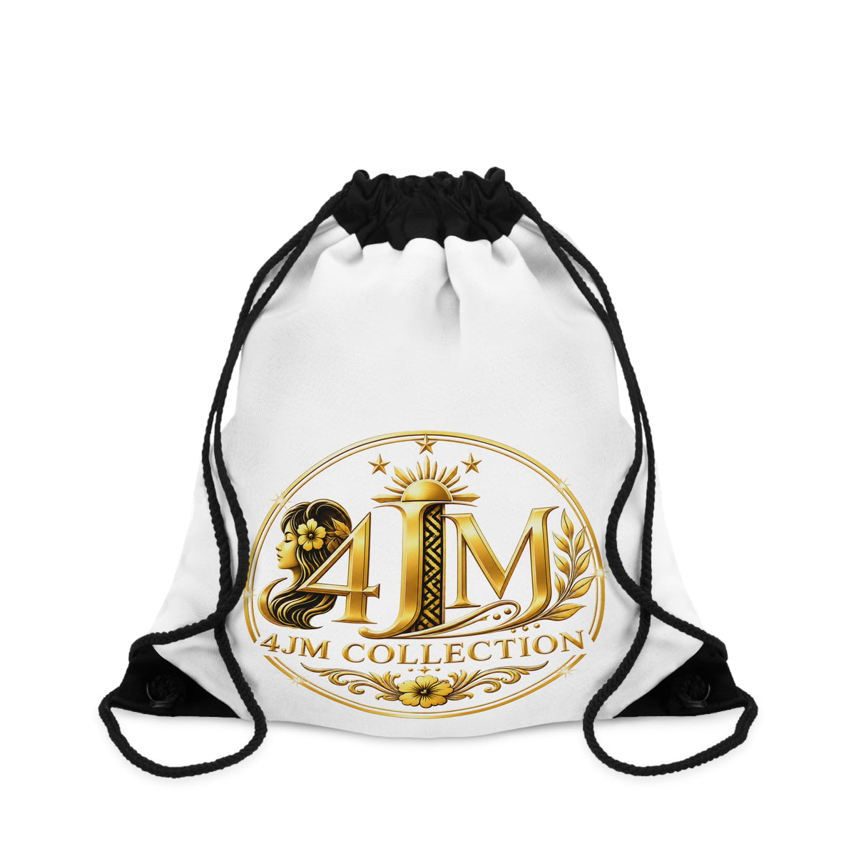 J&M Collection Gold Logo Drawstring Bag
