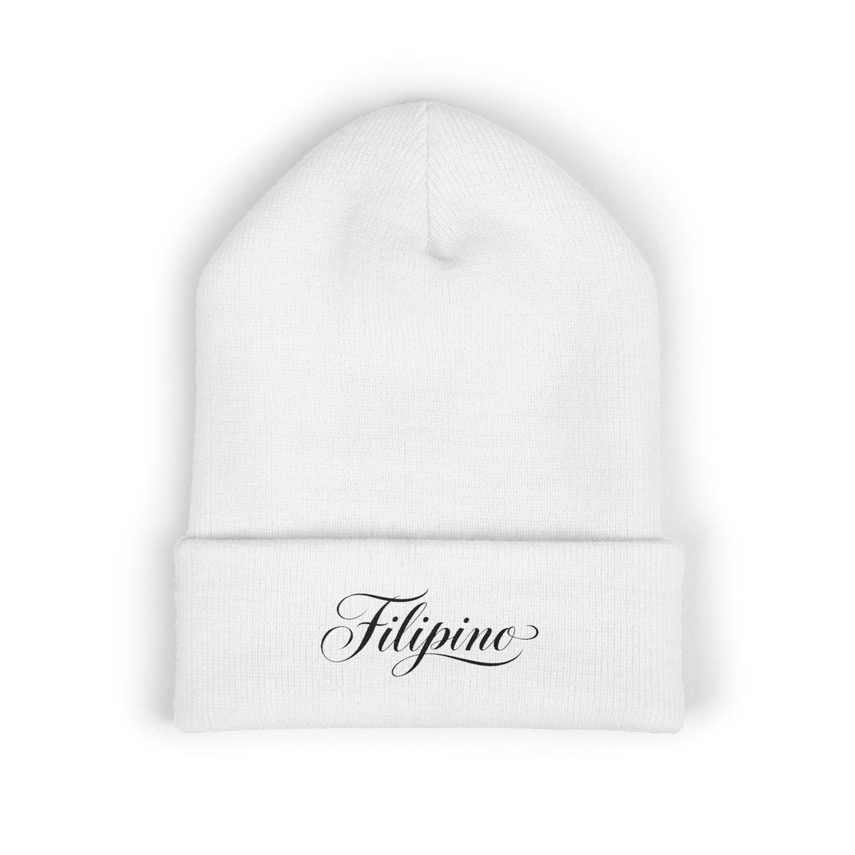 Filipino Script Cuffed Beanie — Embroidered Heritage Knit Hat