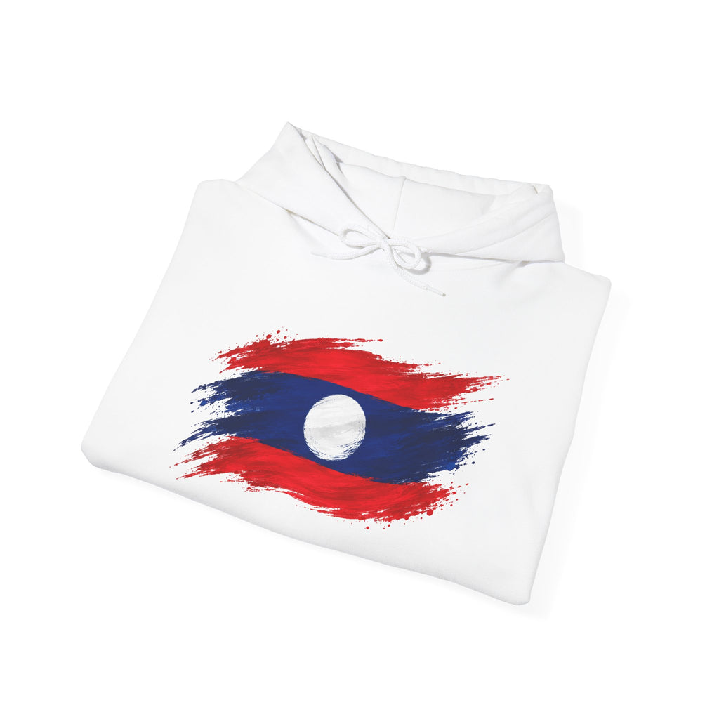 Laos Flag Brushstroke Hoodie — Patriotic Laos Pride Pullover