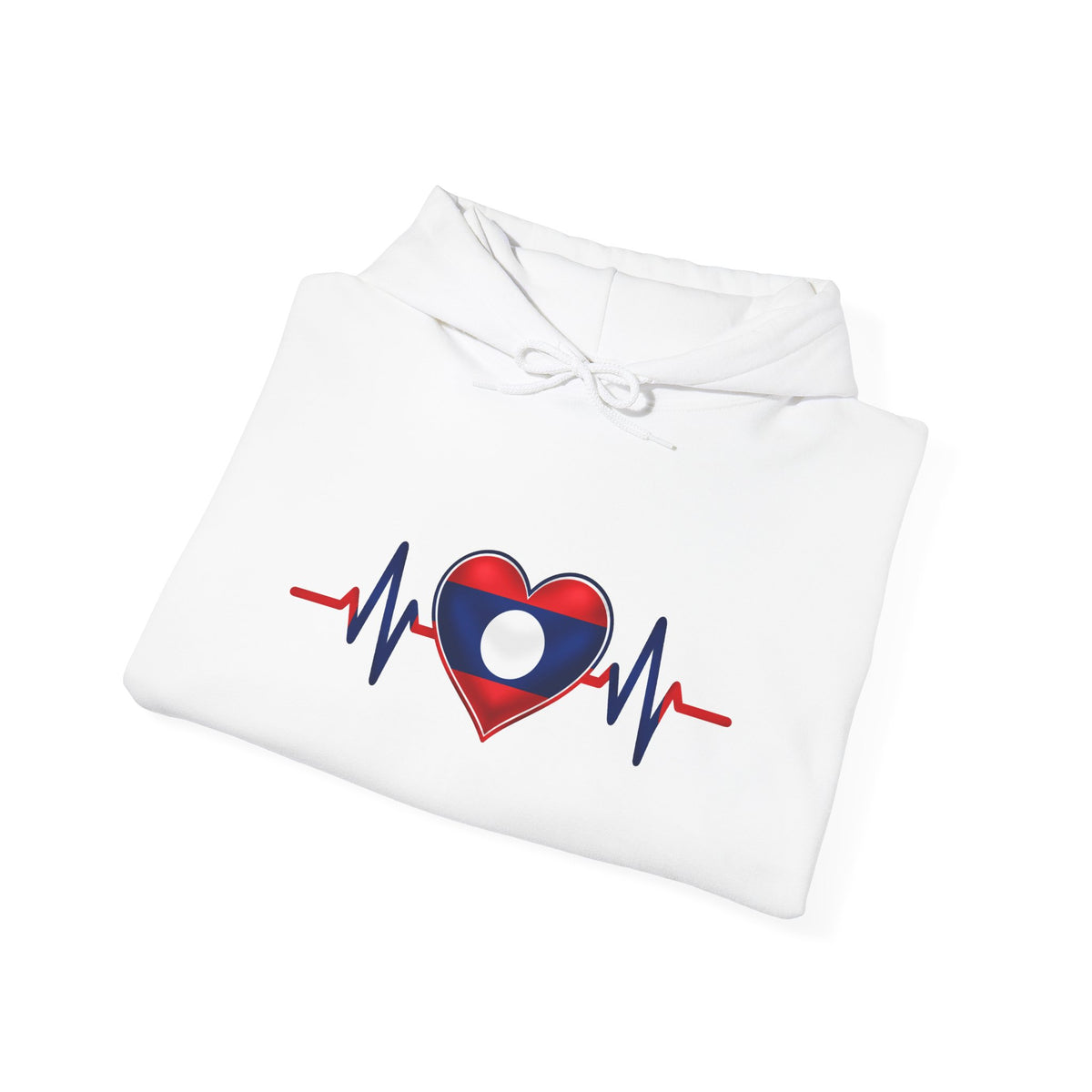 Laos Heartbeat Hoodie — Laos Flag Heart with EKG Design