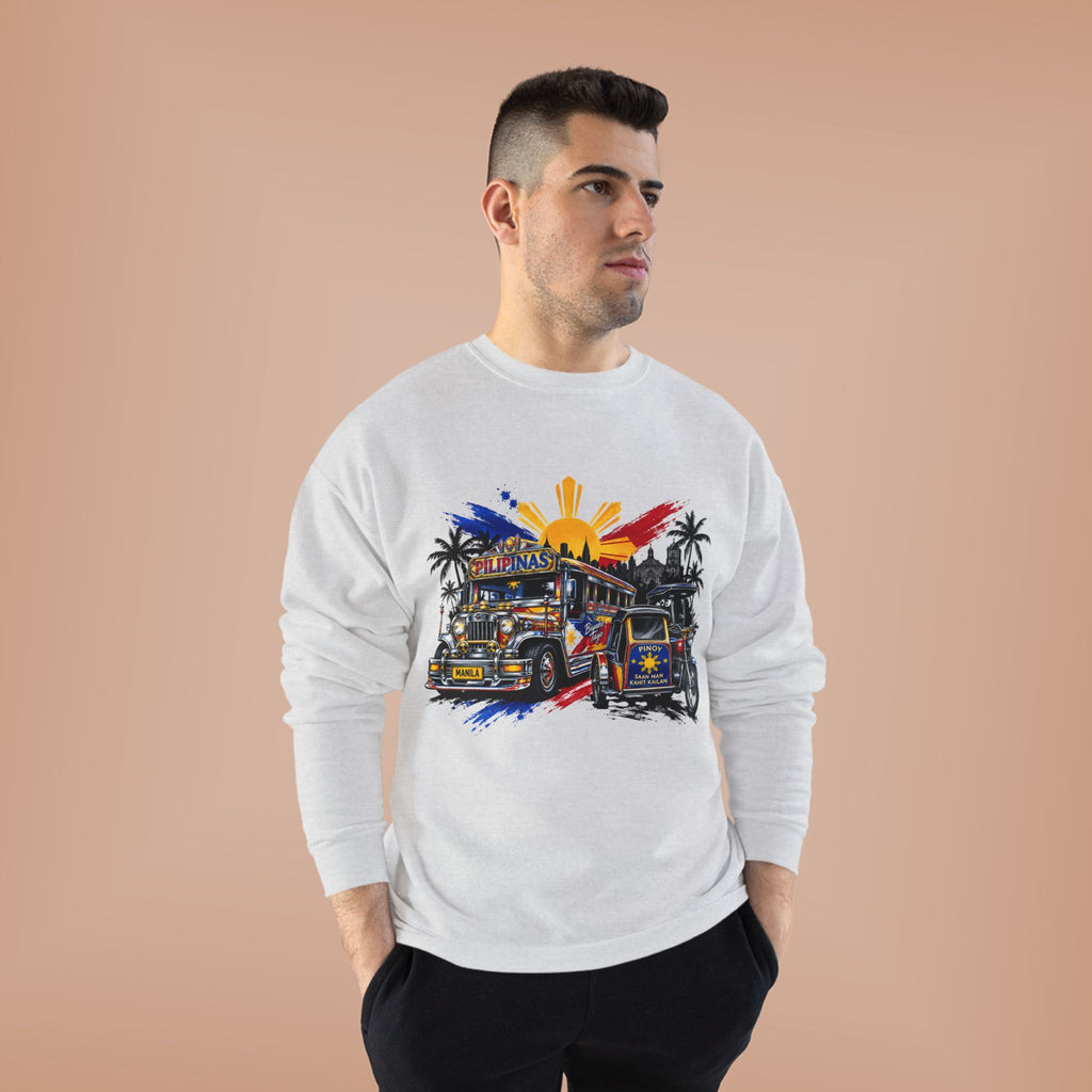 Jeepney Sunset Crewneck Sweatshirt — Filipino Jeepney Retro Graphic