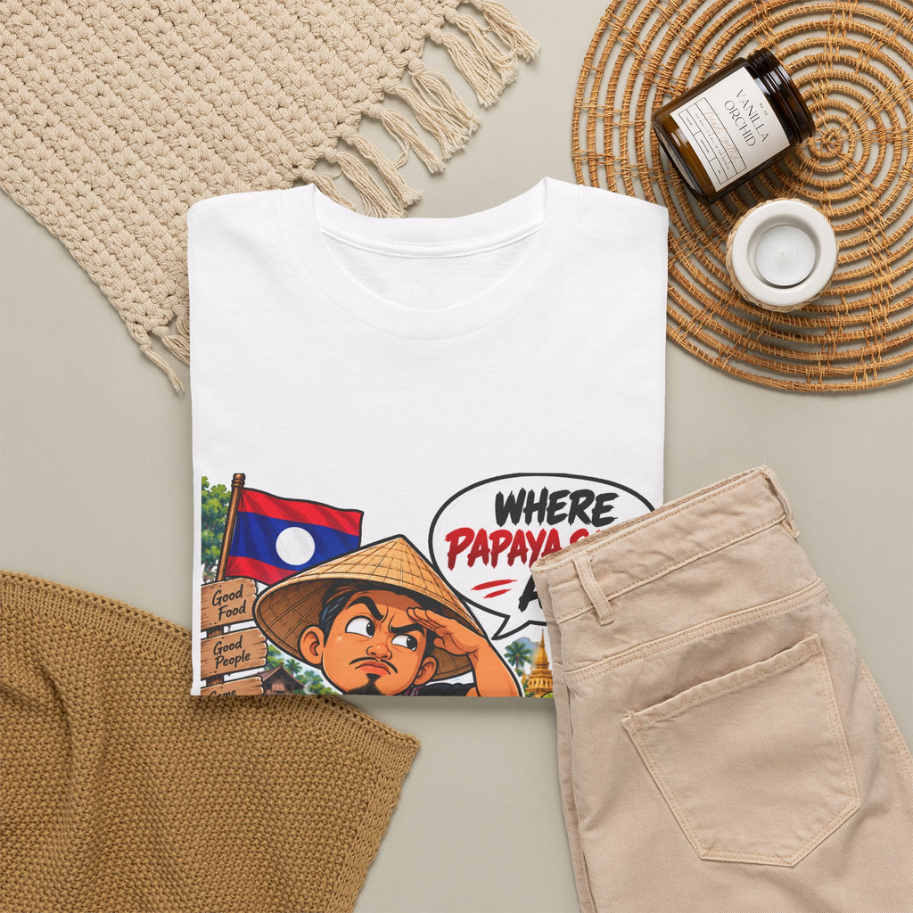 Laotian Papaya Salad T-Shirt – "Where Papaya Salad At?" Novelty Foodie Tee
