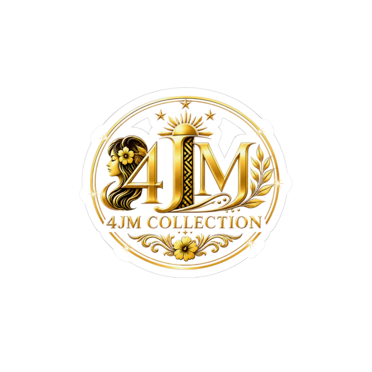 4JM Collection Gold Logo Sticker — Round Kiss-Cut Decorative Decal