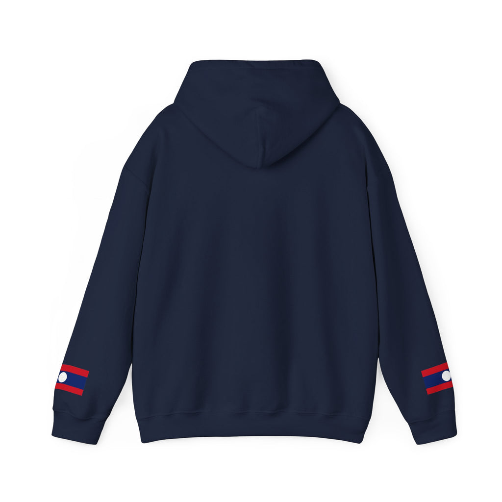 Laos Heartbeat Hoodie — Laos Flag Heart with EKG Design