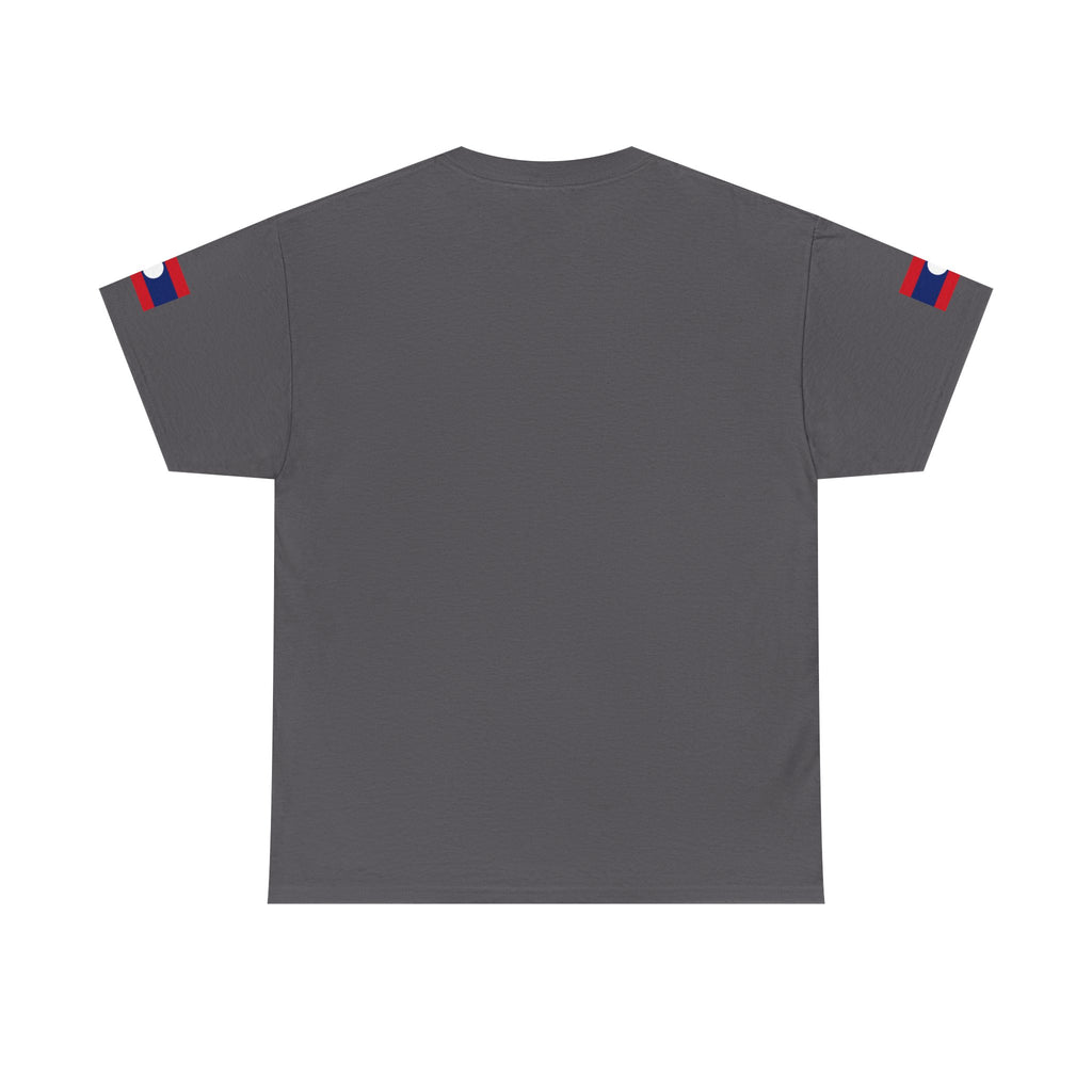 Laos Pride T‑Shirt — Traditional Lao Woman Illustration with Flag & Cultural Icons
