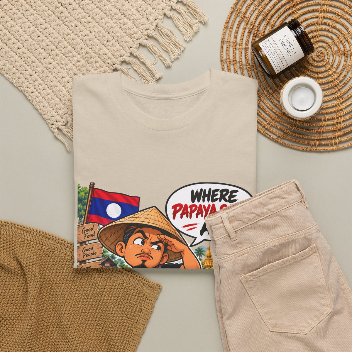 Laotian Papaya Salad T-Shirt – "Where Papaya Salad At?" Novelty Foodie Tee
