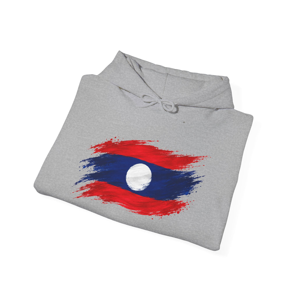 Laos Flag Brushstroke Hoodie — Patriotic Laos Pride Pullover