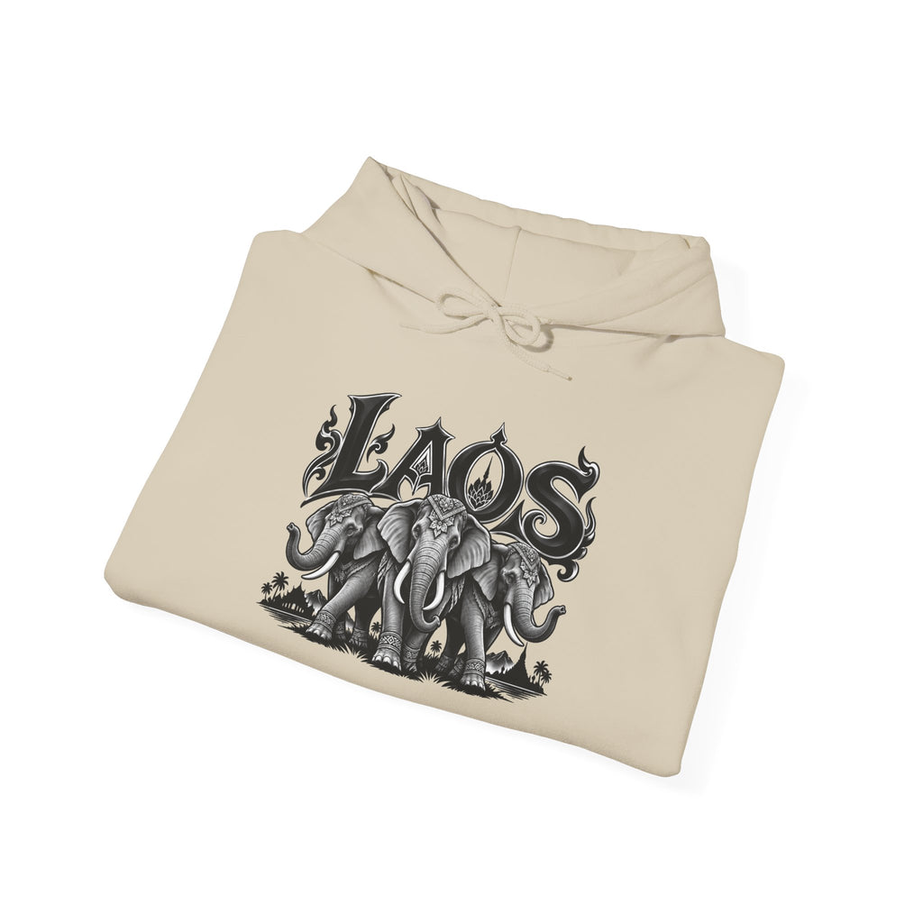 Laos Elephant Graphic Hoodie – Vintage Tribal Elephant Design