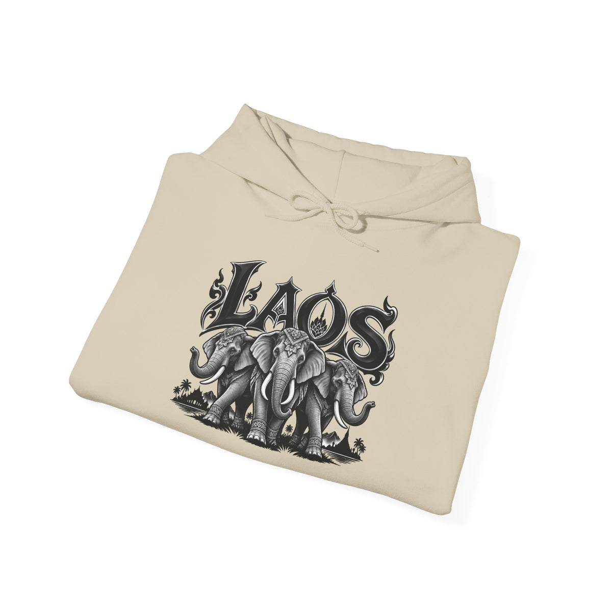 Laos Elephant Graphic Hoodie – Vintage Tribal Elephant Design