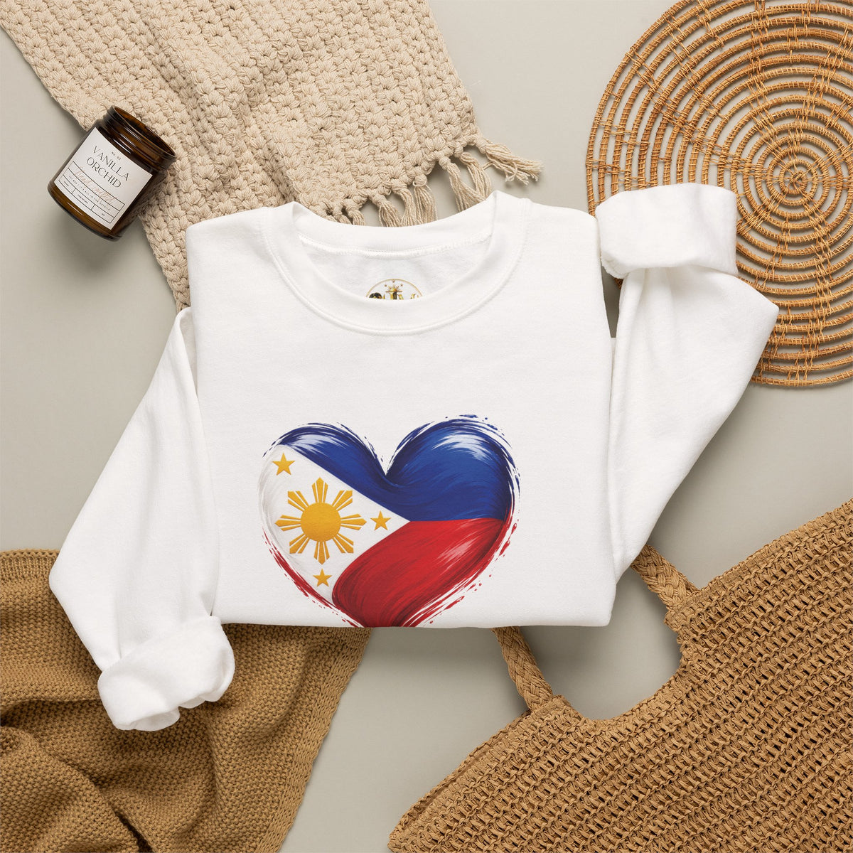 Philippine Flag Heart Crewneck Sweatshirt