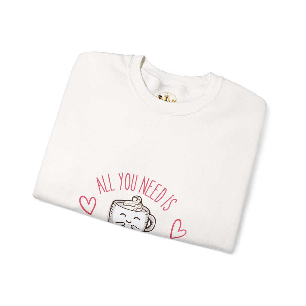 Crewneck Sweatshirt — "All You Need Is A Cup of Coffee" Cute Coffee Mug Graphic