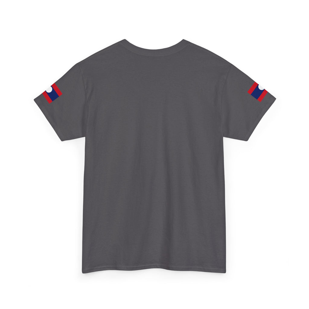 Laos Pride T‑Shirt — Traditional Lao Woman Illustration with Flag & Cultural Icons