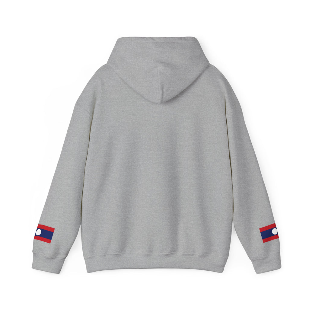 Laos Heartbeat Hoodie — Laos Flag Heart with EKG Design