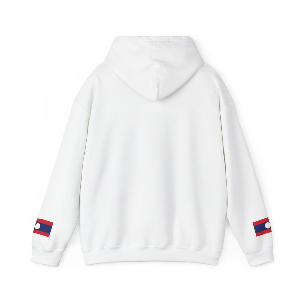 Laos Heartbeat Hoodie — Laos Flag Heart with EKG Design
