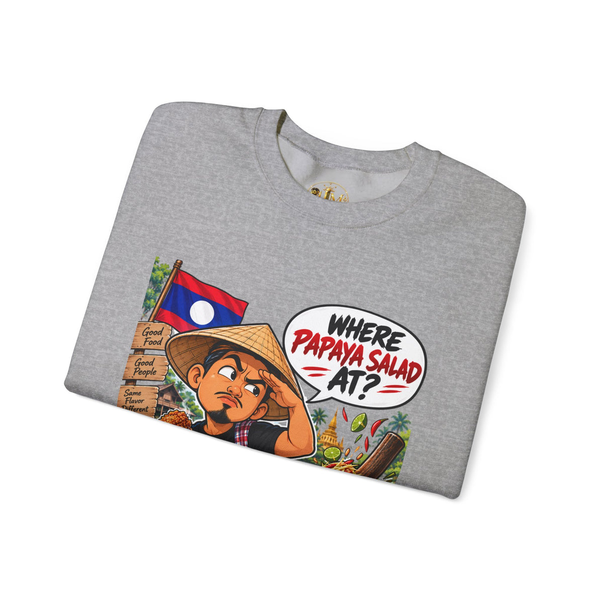 Papaya Salad Crewneck Sweatshirt — Lao Street Food Graphic Pullover