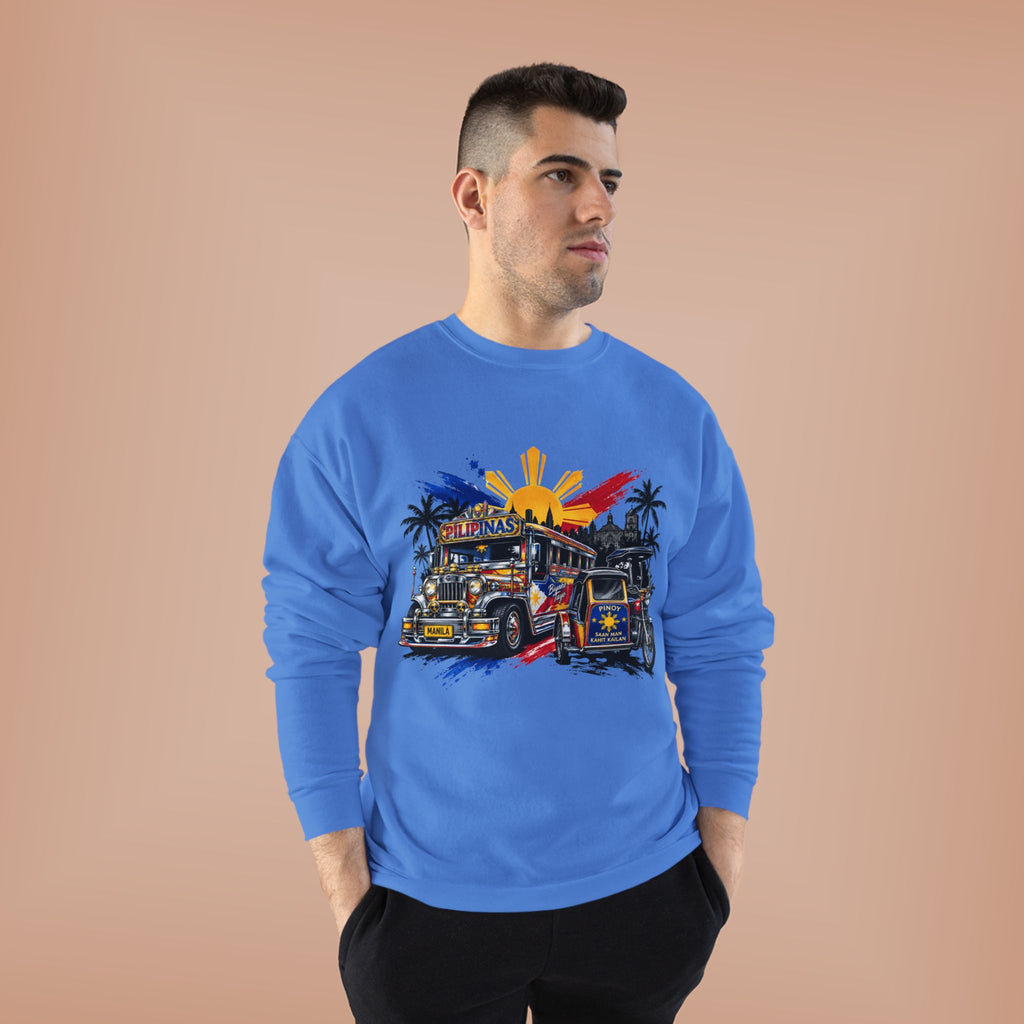 Jeepney Sunset Crewneck Sweatshirt — Filipino Jeepney Retro Graphic