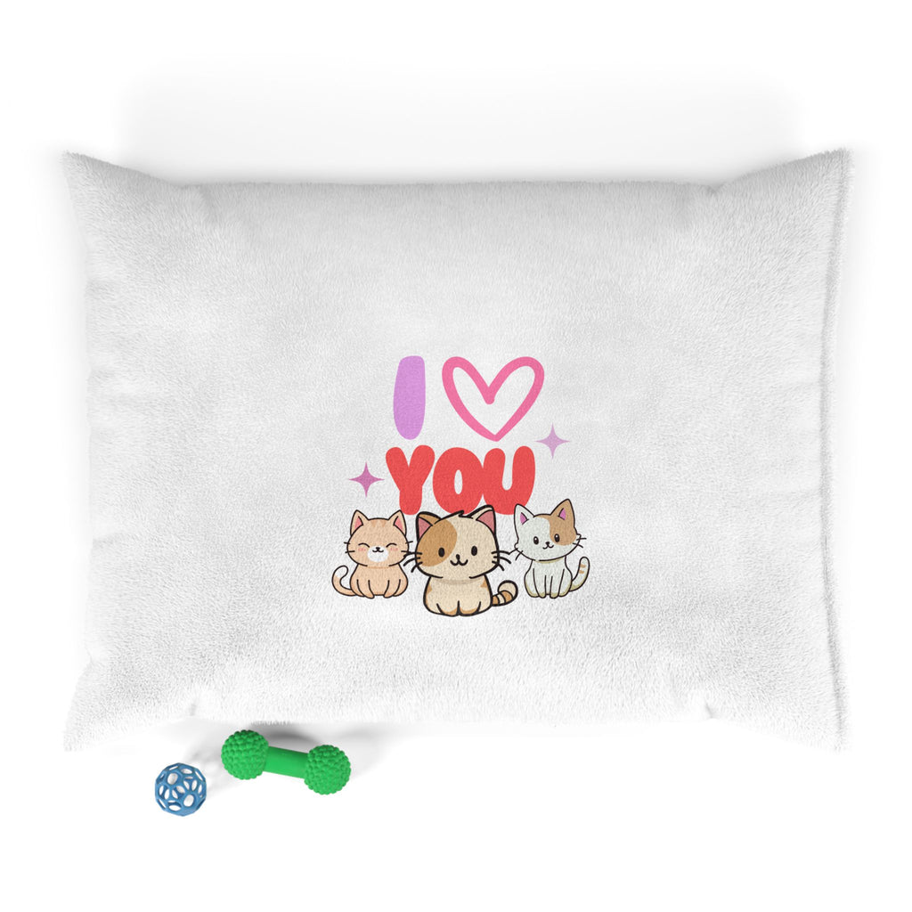 Cute Kittens "I  You" Plush Pet Bed — Soft Dog & Cat Cushion Gift
