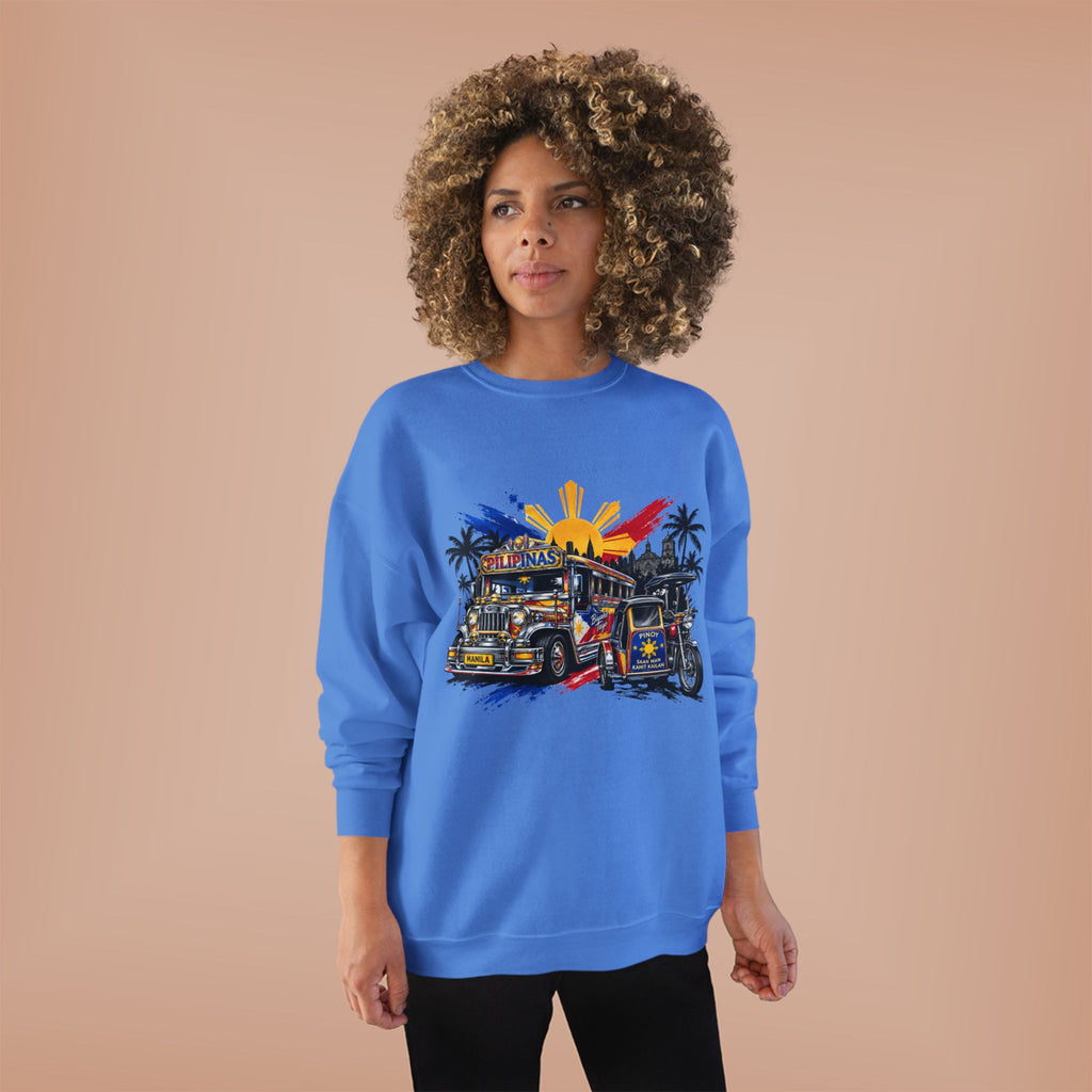 Jeepney Sunset Crewneck Sweatshirt — Filipino Jeepney Retro Graphic