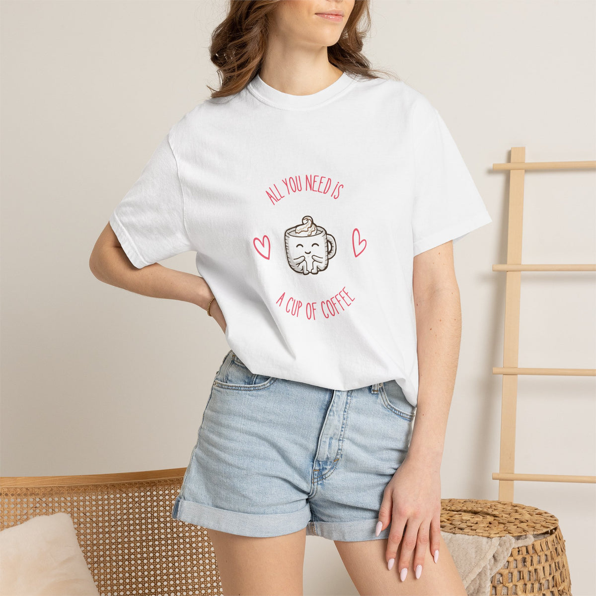 Coffee Cute T-Shirt — "All You Need Is A Cup Of Coffee" Cute Coffee Mug Tee