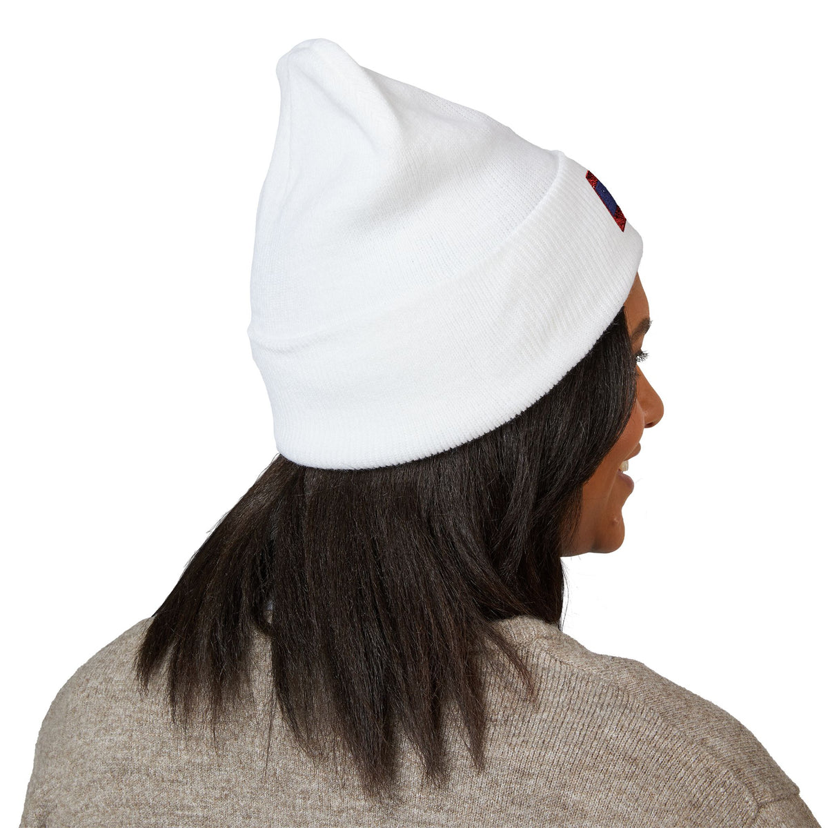 Laos Flag Embroidered Beanie — Classic Cuffed Knit Hat