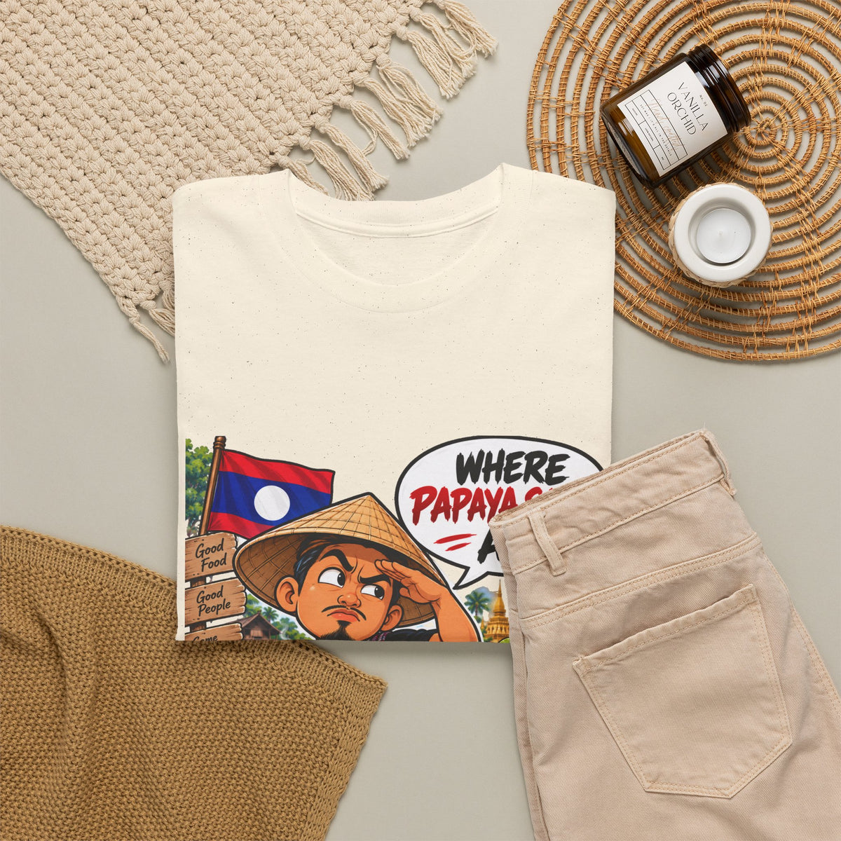 Laotian Papaya Salad T-Shirt – "Where Papaya Salad At?" Novelty Foodie Tee