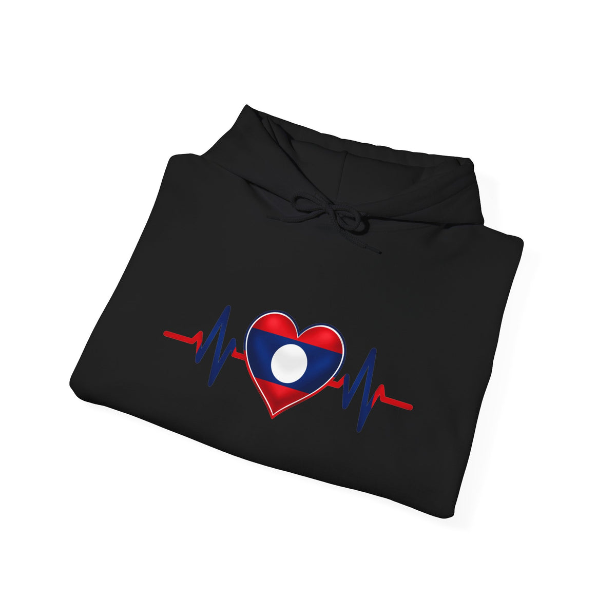 Laos Heartbeat Hoodie — Laos Flag Heart with EKG Design