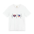 Heartbeat Flags Tee — Laos & Philippines Heartbeat Graphic T‑Shirt